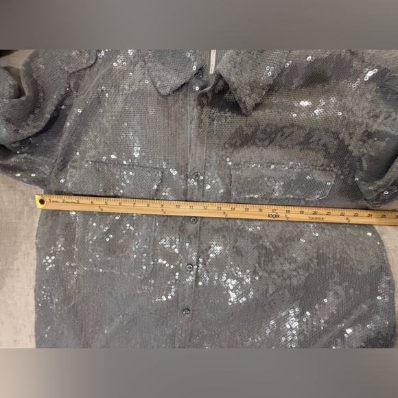 Free People Disco Margarita Sequin
Button Down Top in Silver Large - Picture 10 of 10